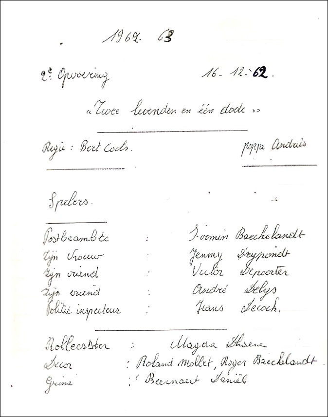 1962 Twee Levenden en een Dode spelers