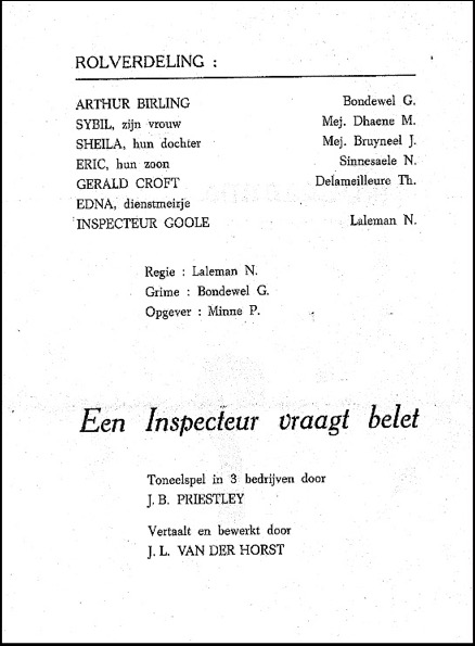 1966 Een Inspecteur vraagt belet spelers